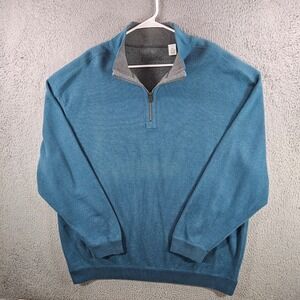 Pendleton Mens XXL Blue 100% Cotton Quarter Zip Mock Neck Pullover Sweater